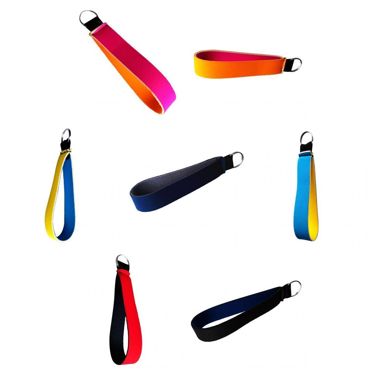 7 Pieces Neoprene Wristlet Keychain Wrist Strap Band Key Holder Split Ring