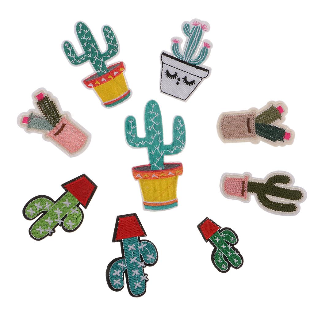 9 Miếng Thêu Thời Trang May Trên Sắt Trên Cactuses Miếng Dán Quần Áo Huy Hiệu Appliques Cho Tự Làm Nghệ Thuật