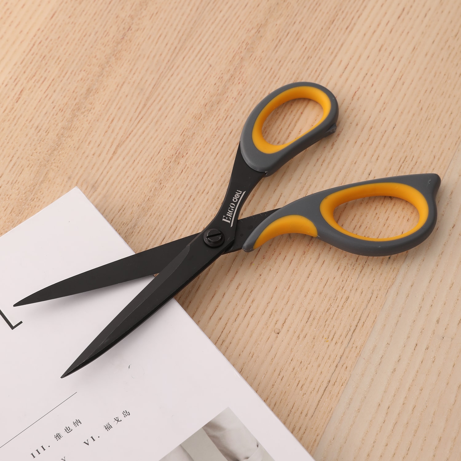 Kéo Văn Phòng 210Mm Deli - Xám Vàng - 1 Chiếc - E77757