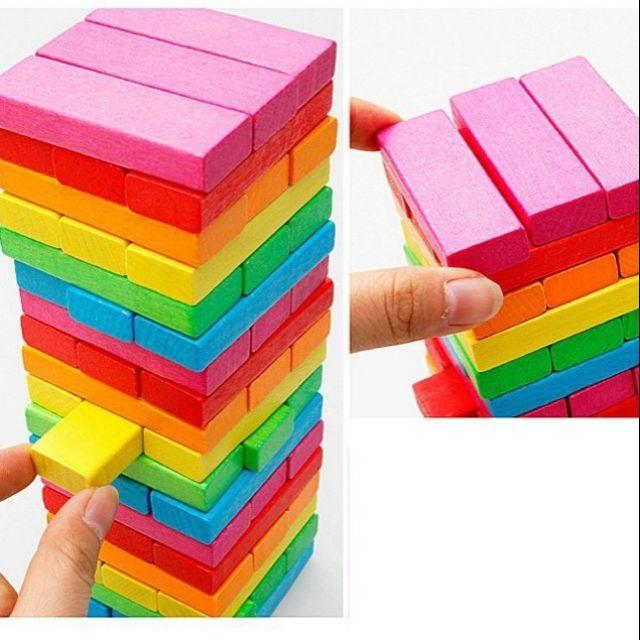 Đồ Chơi Rút Gỗ Màu Domino 54 Thanh Babo Xếp Tầng Tháp‎ Jenga - Size Lớn, Sơn Gỗ Mịn Đẹp