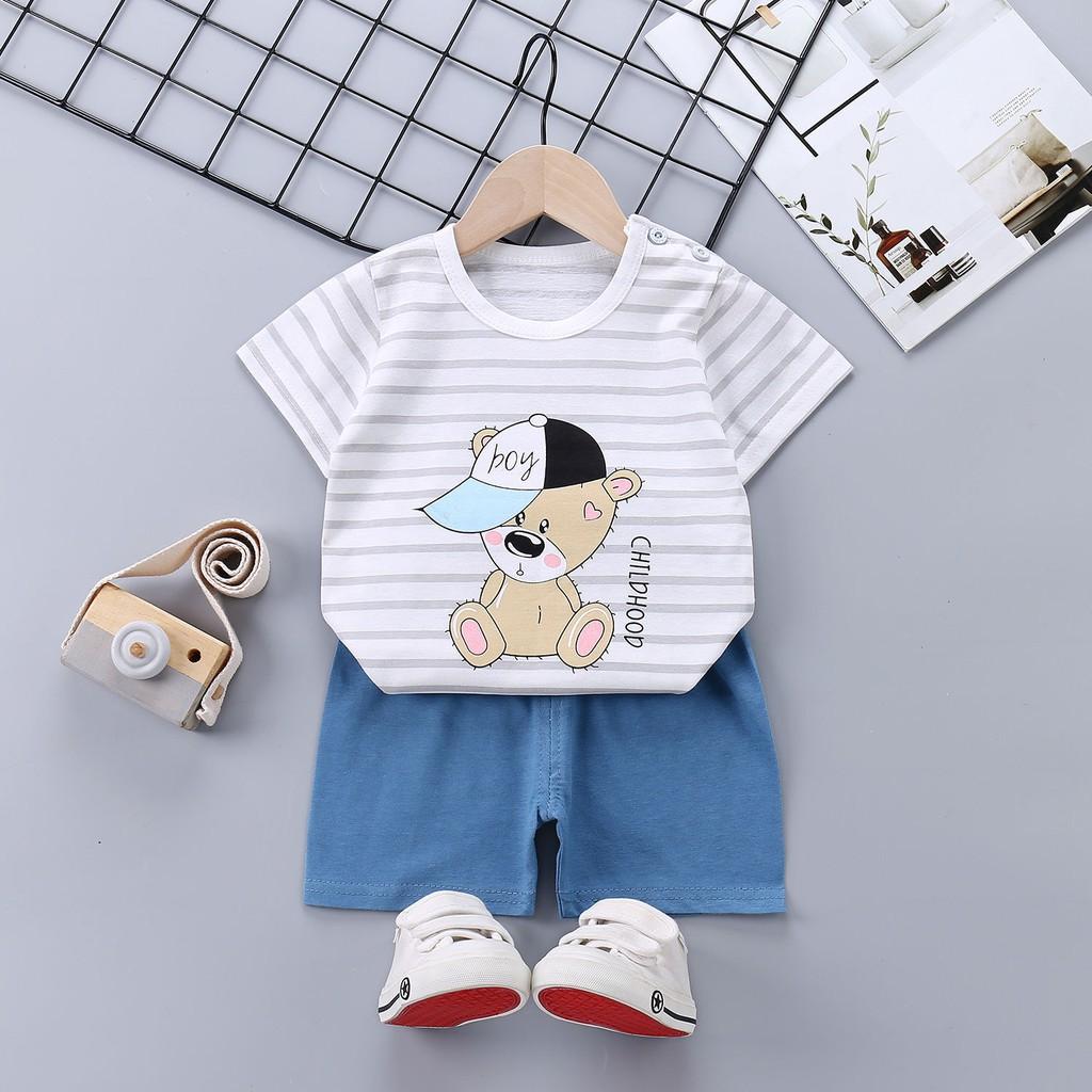 Đồ bộ bé trai, bé gái 0-20 tháng hình anime chất cotton Calcybaby020