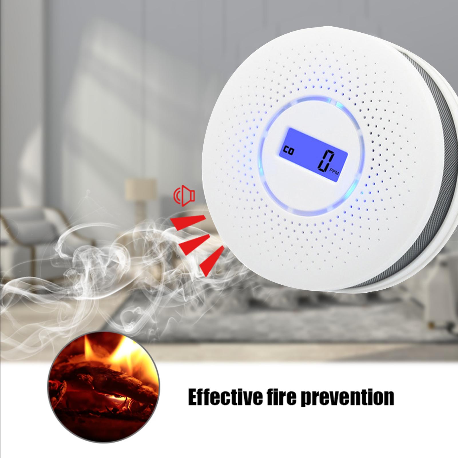 Máy dò khói và khí carbon monoxide chạy bằng pin với màn hình LCD