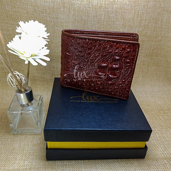 Ví Nam Da cá sấu LuxLeather LM1013 Một mặt - Kiểu ngang - Da Gù nguyên con
