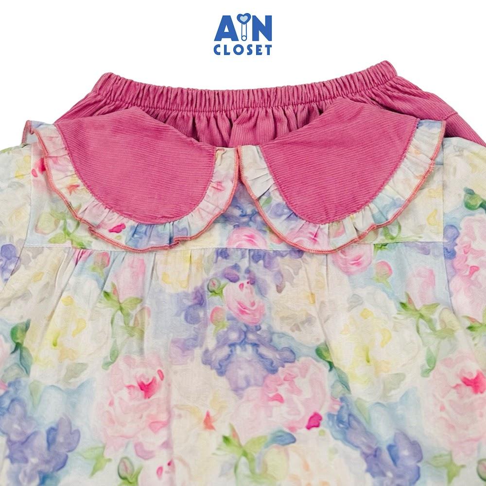 Bộ quần áo Dài bé gái họa tiết hoa Hồng Xoăn Tím cotton - AICDBGUF108V - AIN Closet