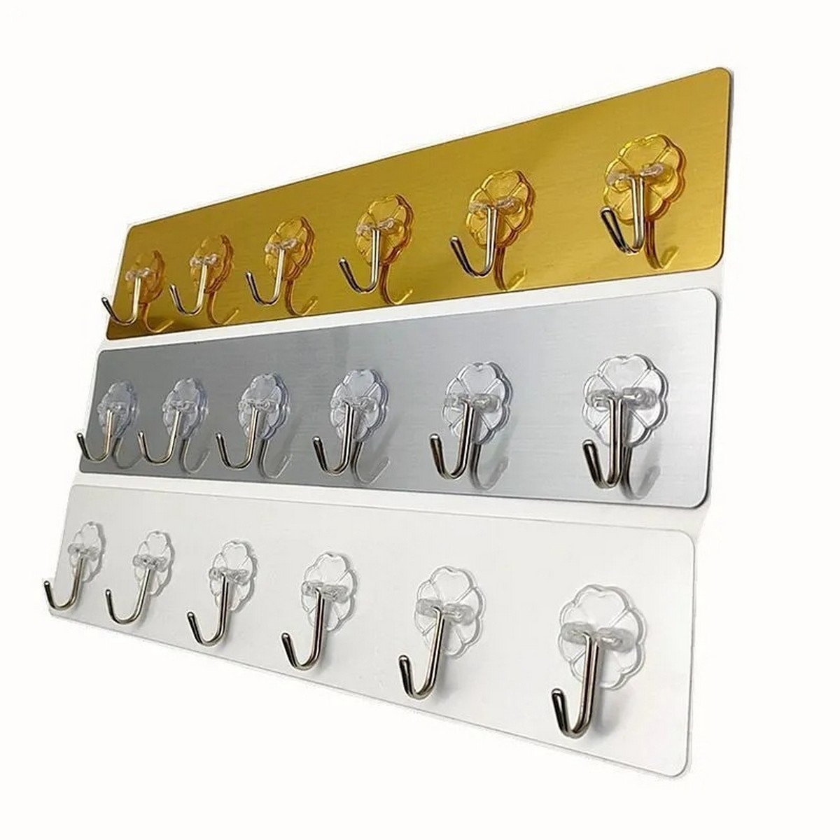 Miếng Dán 6 Móc Siêu Dính Thanh Inox Tiện Lợi, Đa Năng