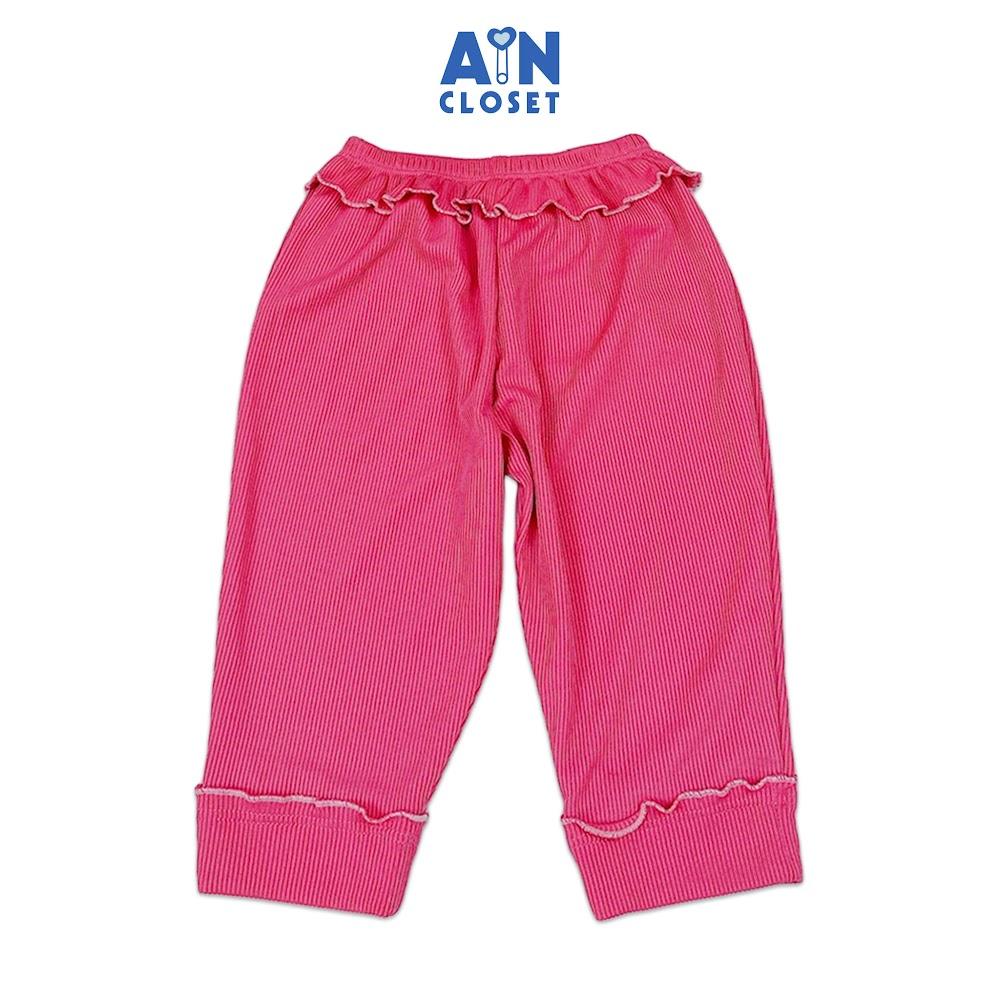 Quần Legging dài bé gái họa tiết Gân Hồng Sen Thun cotton - AICDBGYCQBB6 - AIN Closet