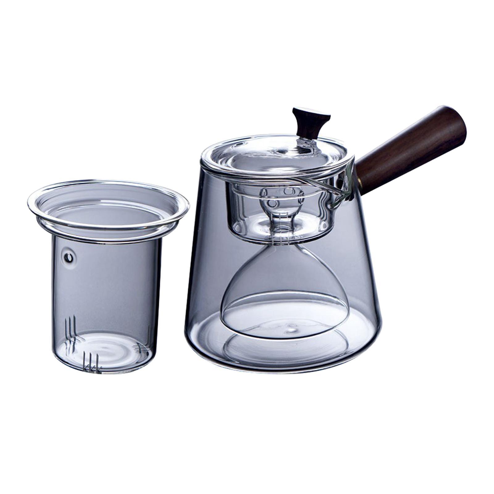 Tea Maker Stovetop 750ML/25OZ with Strainer Clear Sturdy Portable Jug Glass Water Kettle Glass Tea Pot for Scented Tea Office Hotel Tea Bags Loose Tea