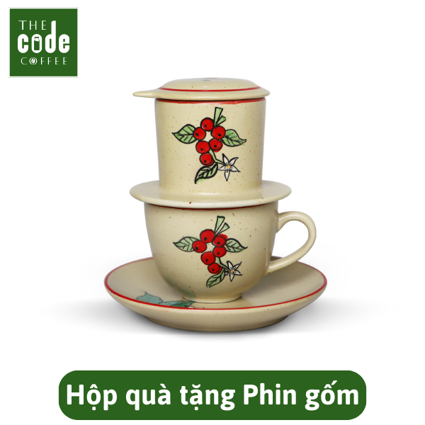 Hộp quà tặng Cà phê Phin và Phin lọc gốm Việt Nam cao cấp - Dạng hạt hoặc bột - Gói 200g - Phin Gift Box