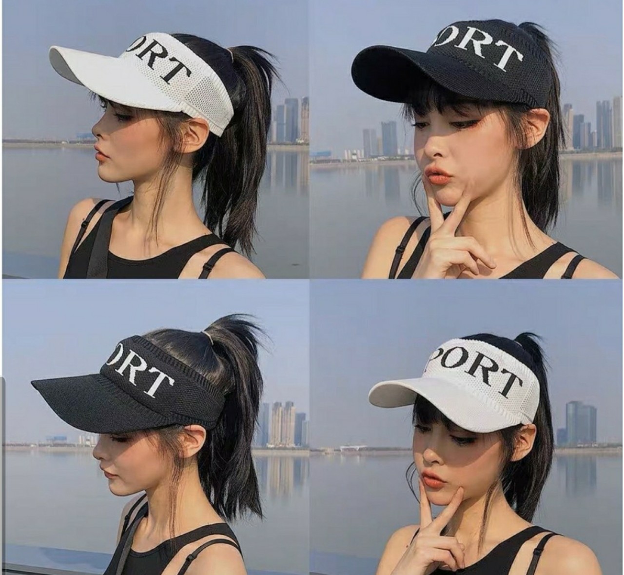 Mũ thể thao sport nửa đầu - Mũ lưỡi trai nửa đầu phong cách thời trang Aloha style-Nón Kết nửa đầu Nữ Spor - Đen