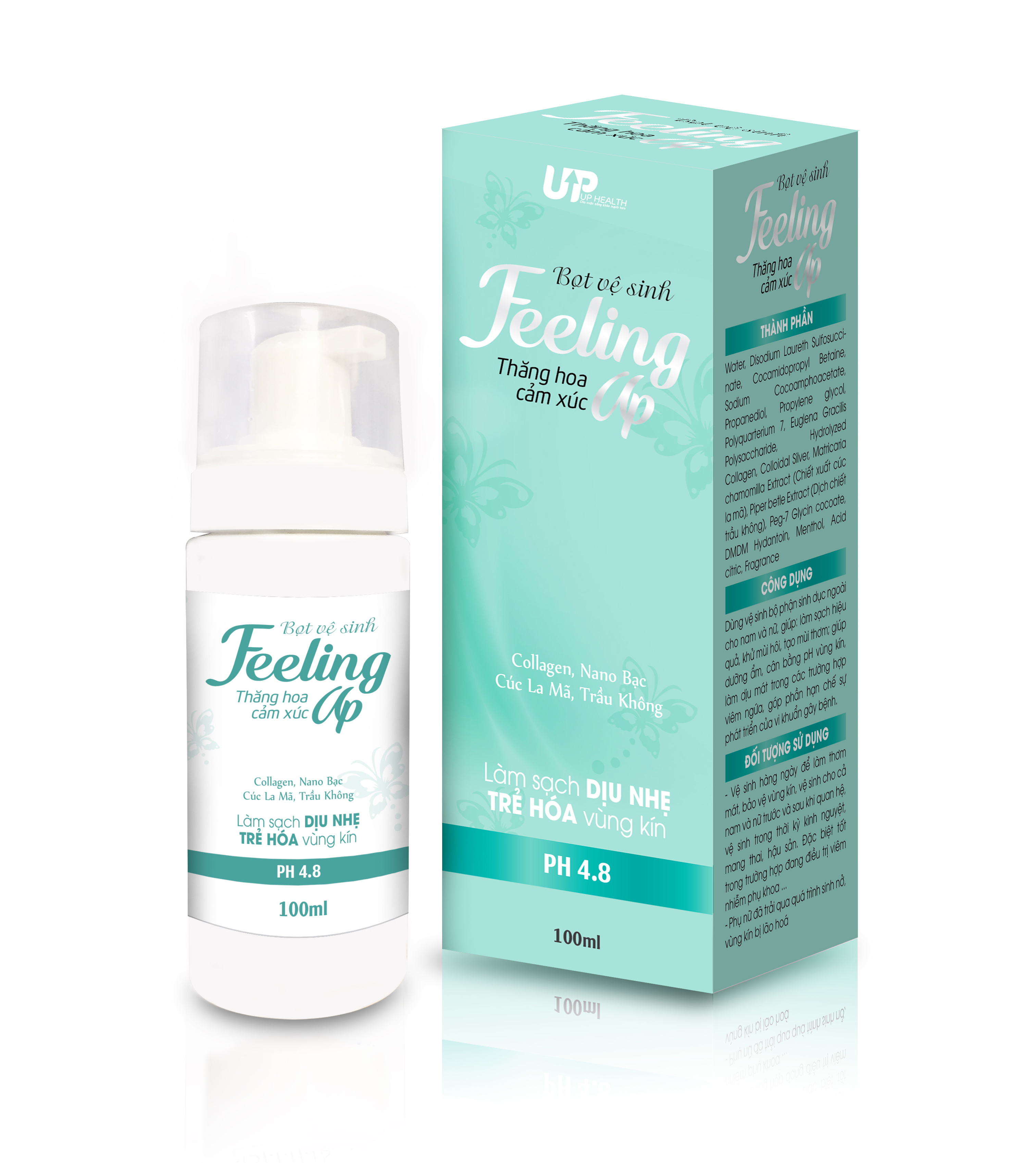 Bọt vệ sinh FEELING UP - nuôi dưỡng, làm sạch dịu nhẹ trẻ hóa và làm hồng vùng kín, kháng khuẩn, ngăn ngừa viêm nhiễm phụ khoa