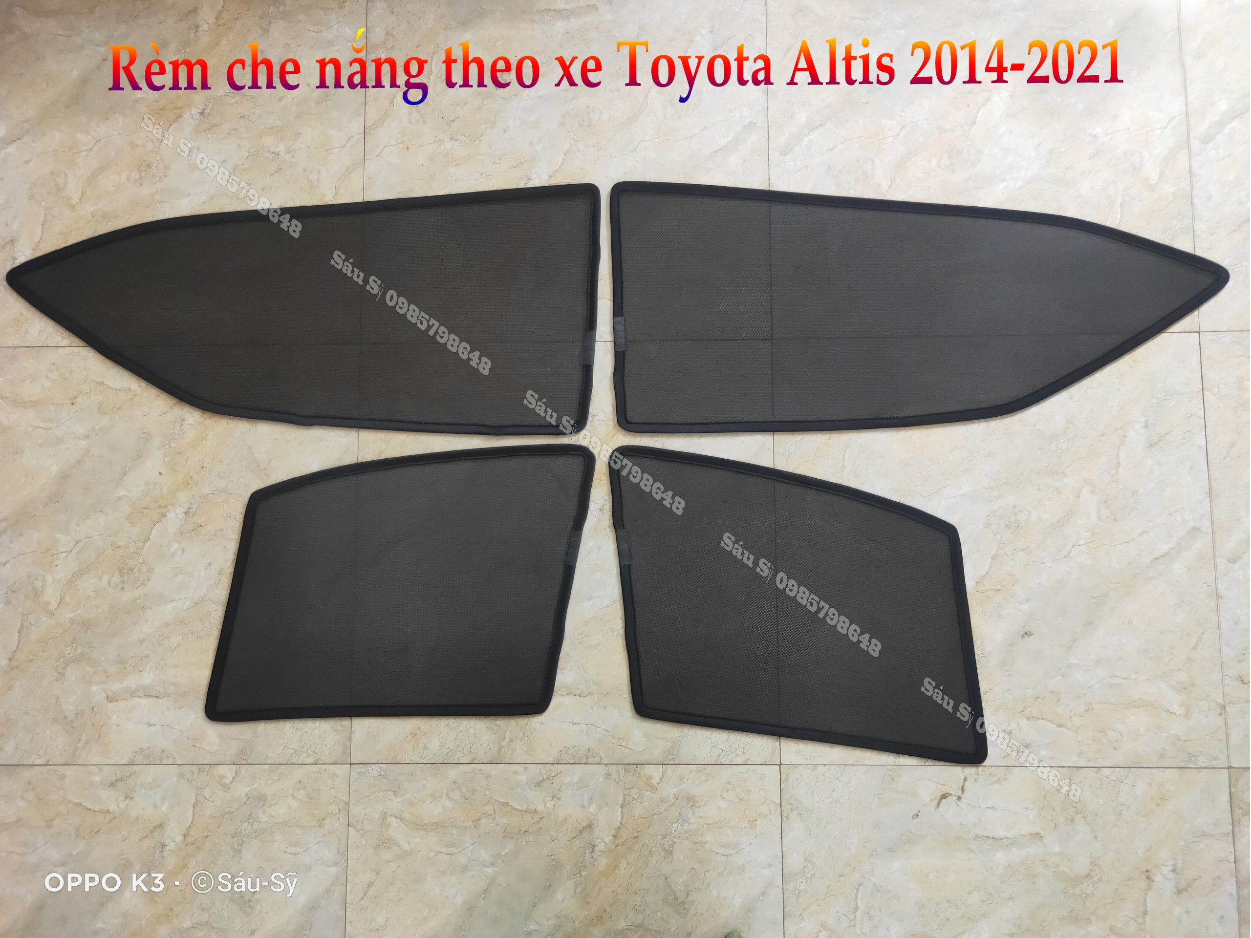 Bộ 4 tấm Rèm che nắng theo xe ô tô Toyota ALTIS 2014-2021, Tấm che nắng ô tô nam châm tự dính