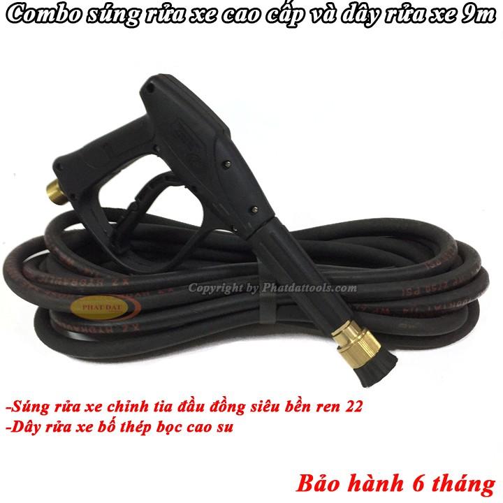 Combo súng rửa xe cao cấp và dây rửa xe cao áp 10m