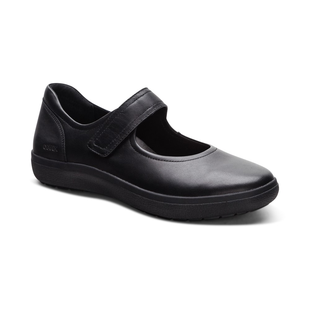 Giày búp bê sức khoẻ nữ Aetrex Erica Black - giày bít đế đệm giảm đau chân
