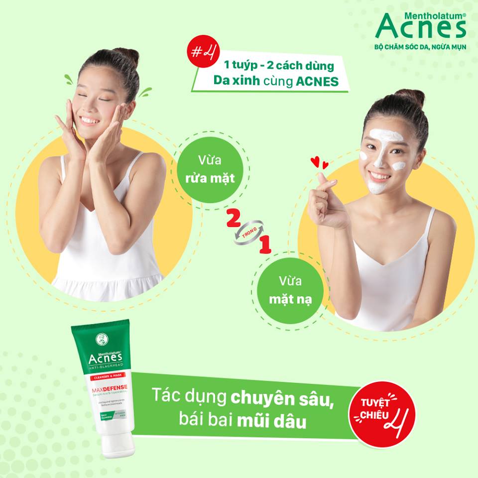 Kem Rửa Mặt Và Mặt Nạ Ngăn Ngừa Mụn Đầu Đen Acnes Anti-Blackhead Cleanser &amp; Mask (100g) + Tặng Dung Dịch Dịu Da Acnes Soothing Lotion (25ml)