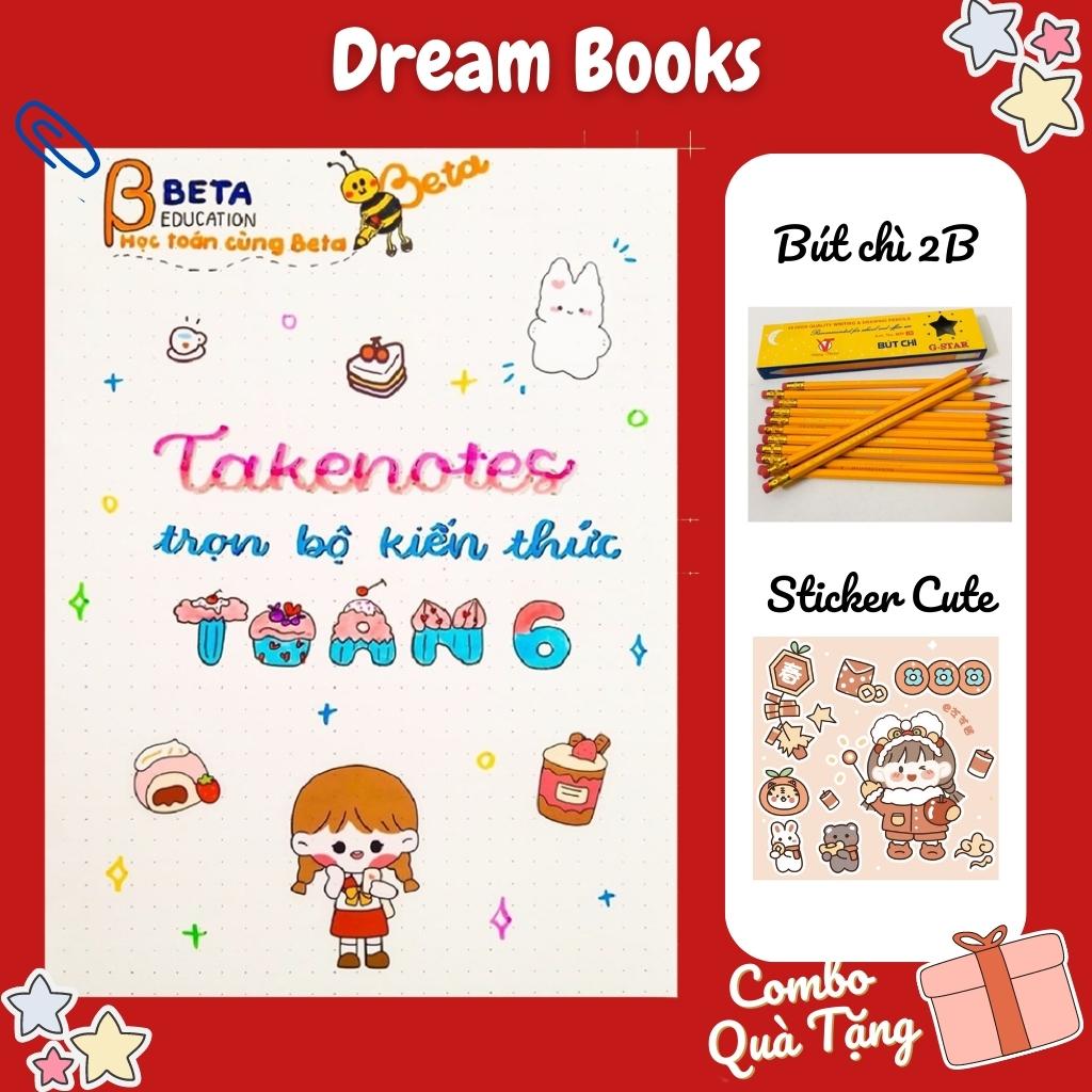 Sổ Takenote toán 6 tổng hợp công thức toán trang trí sticker dễ hiểu- 2 loại sổ lò xo bìa trong Beta, sổ còng đóng Binder