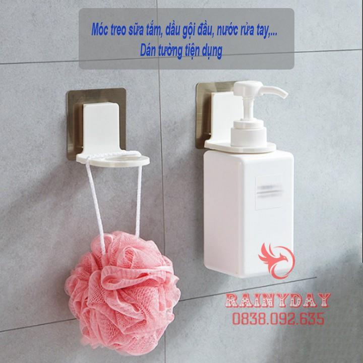 Giá móc treo cổ chai lọ nước rửa tay dầu gội đầu sữa tắm xà phòng dán tường siêu chắc