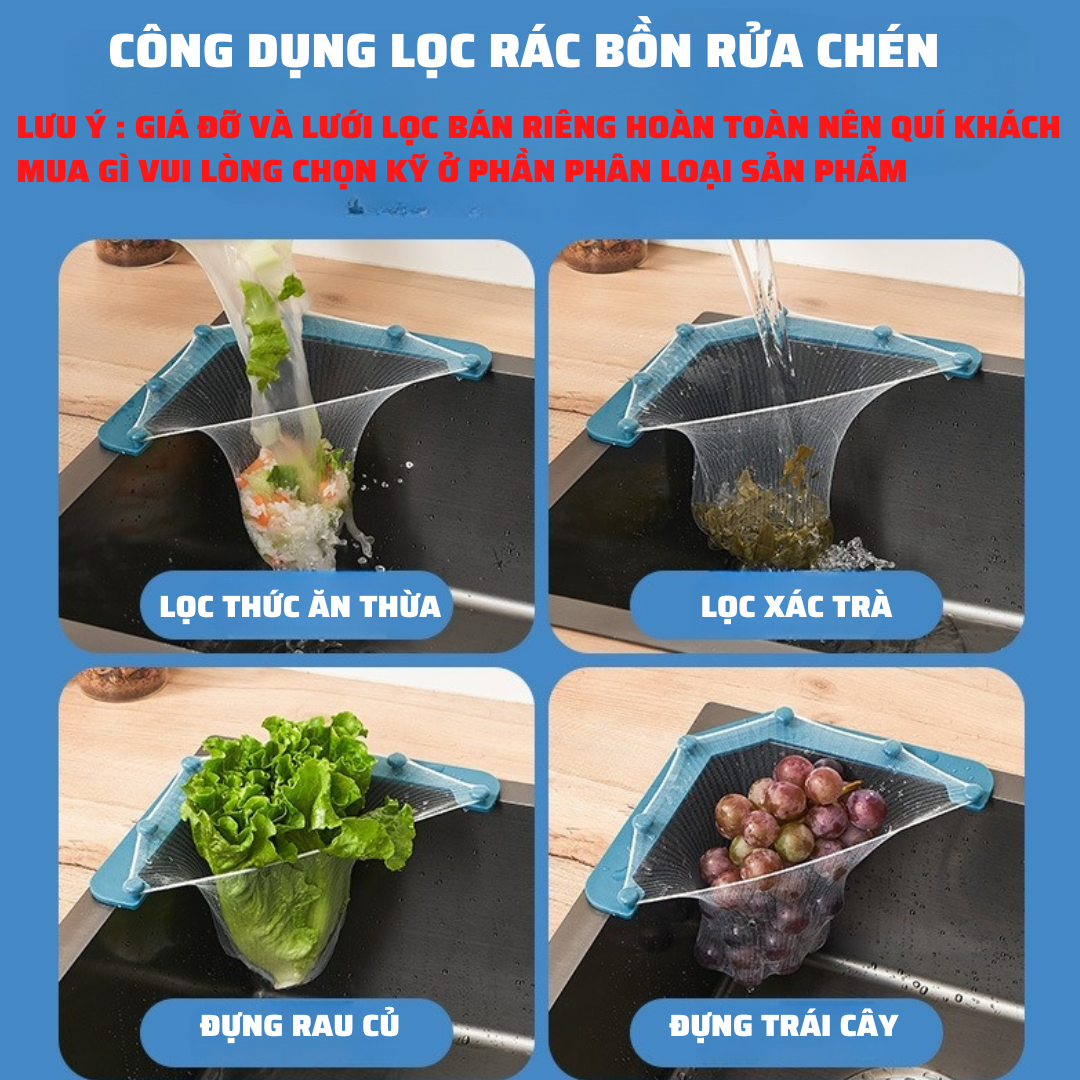 Giá Lưới Lọc Thức Ăn Thừa - Túi Lọc Rác Bồn Rửa Chén Bát - Khung nhựa ABS Cao Cấp K98 ( Bán Riêng Theo Phân Loại)