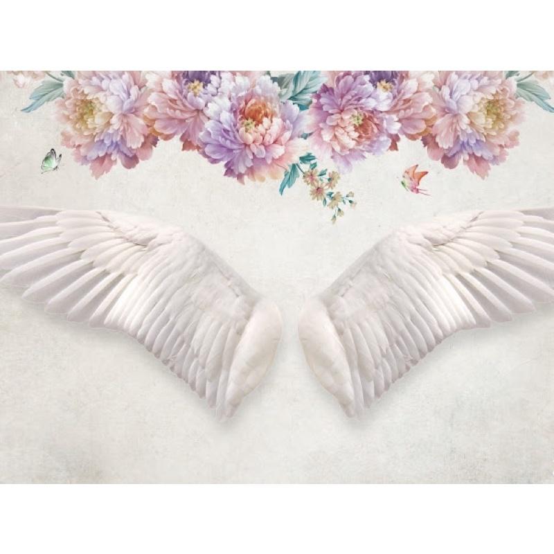 Cánh thiên thần 3d trang trí quán. tranh in vải lụa  Kích thước 120x80 cm