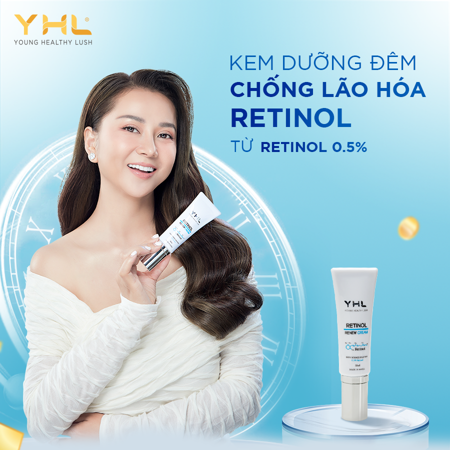 Kem dưỡng Retinol YHL Hàn Quốc 30ml chống lão hóa dưỡng ẩm chống nhăn da và giảm thâm nám đồi mồi trên da - Ban đêm