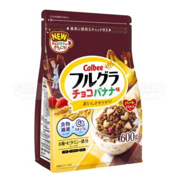 Ngũ cốc trái cây ăn liền vị chuối và sô cô la giòn CALBEE Frugra - Chocolate Crunch & Banana 600g