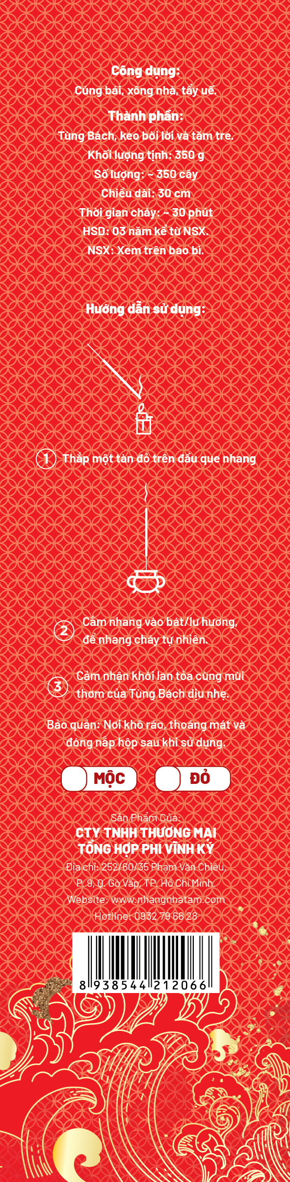 NHANG TÙNG BÁCH - 30CMX350G TĂM ĐỎ