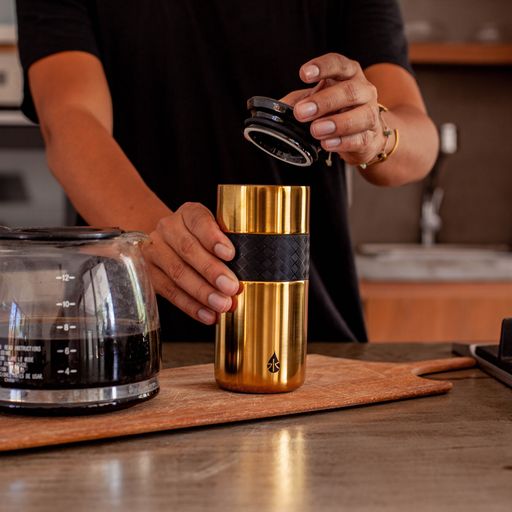 Ly giữ nhiệt Artisan Elemental 480ml màu xanh vàng gold, giữ nhiệt vượt trội, inox 304, FDA Hoa Kỳ, nắp sứ sang trọng