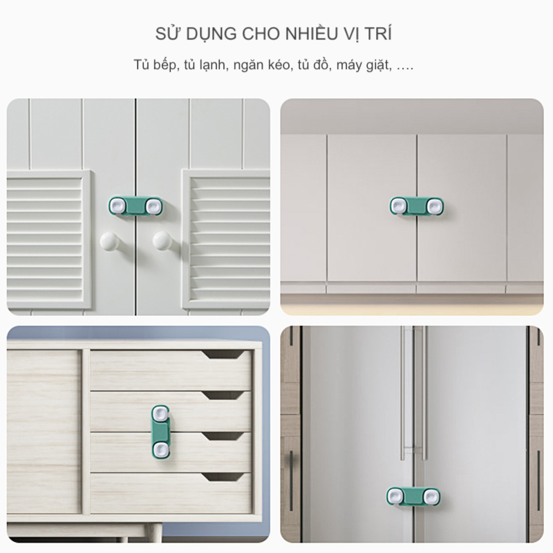 Thanh Chắn Khóa 2 Lớp Cửa Tủ, Hộc Tủ, Ngăn Kéo (Set 2 Cái) - KUB