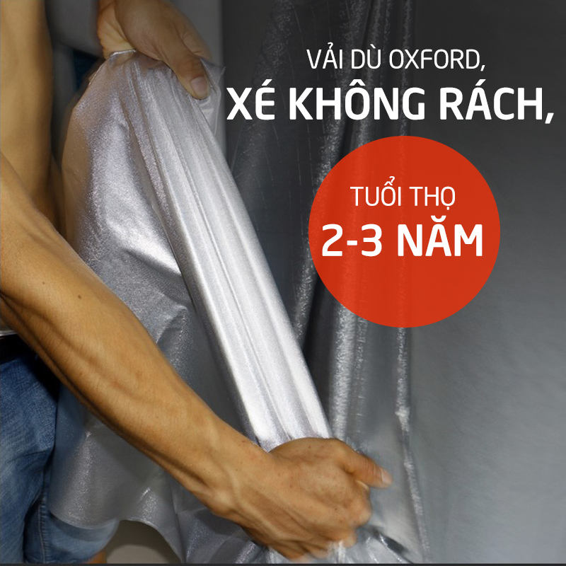 Bạt xe hơi, áo, bạt trùm xe hơi, xe ôtô 4 chỗ đến 7 chỗ, lớp bạc phản quang chống nóng, mưa, xước sơn, vải dù Polyester Oxford Fabric cao cấp không dễ rách -BPXM
