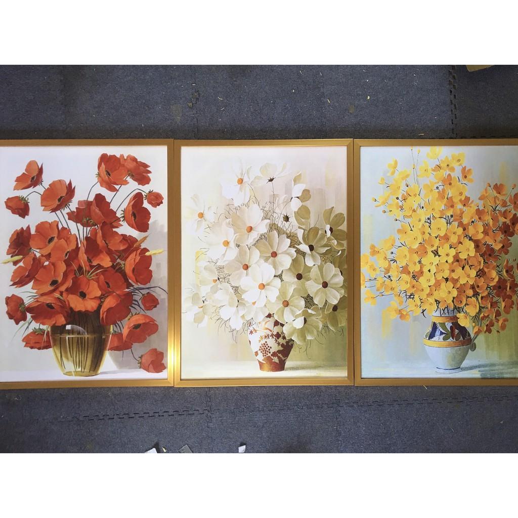 Bộ 5 tranh canvas mùa thu kèm  tặng đinh treo tranh