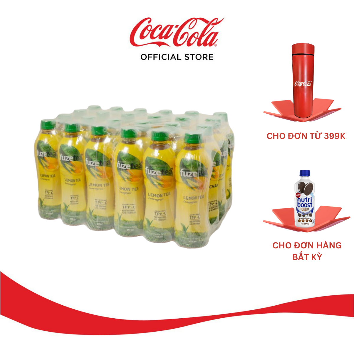 Lốc 24 Chai FUZETEA+ Chanh Sả chai 450ml/Chai Sale 4.4 Coca-Cola Official Store