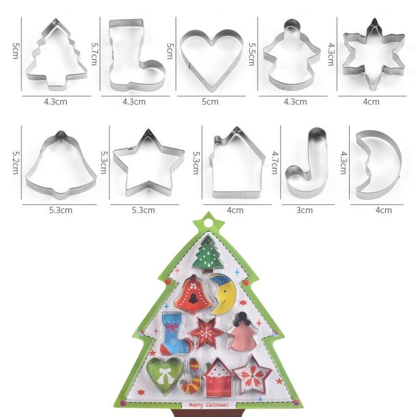 Khuôn Bánh Quy Cookies Bộ 10 Khuôn Nhấn Dụng Cụ Làm Bánh Cookie Cutter Innox Noel - CBCOOKI10P