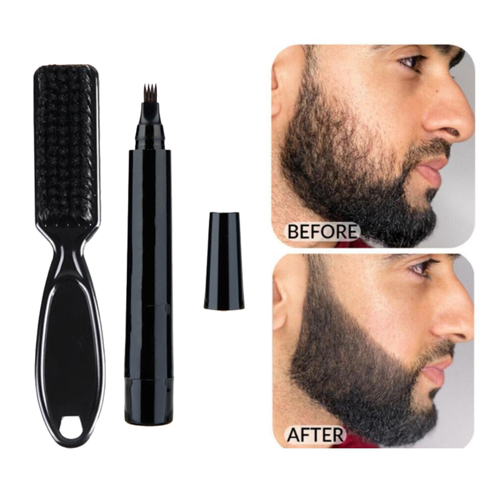 2xEyebrows Beard Pen Filler Beard Brush For Men Sweat Proof Black