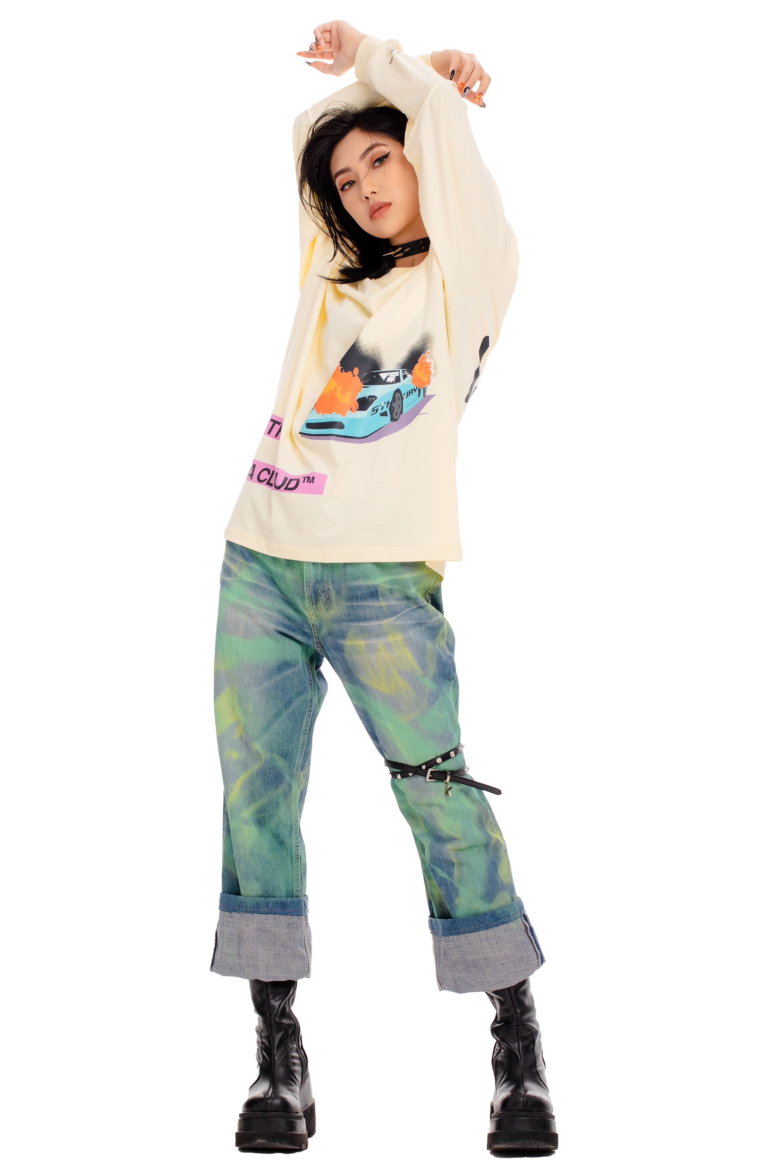 Áo Thun 5THEWAY Tay Dài Vàng aka 5THEWAY /YILAC/ SQUARE LONG SLEEVE TEE in LEMON ICING