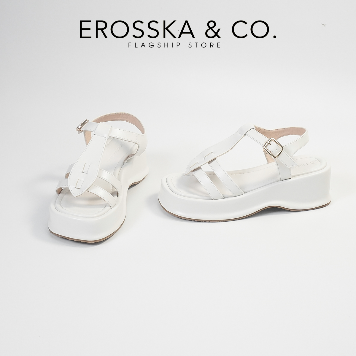 Erosska - Giày sandal nữ đế xuồng quai ngang thiết kế basic - SB027