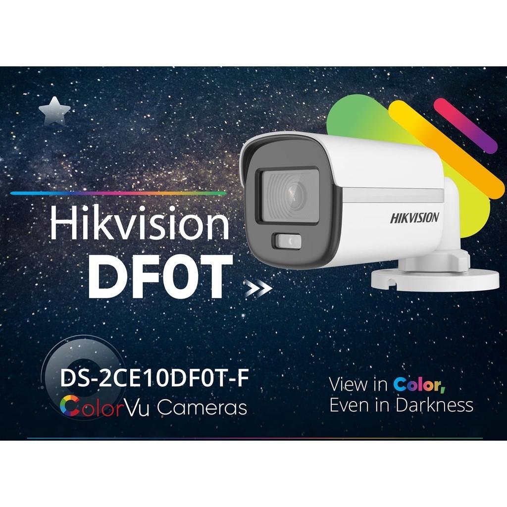 CAMERA HD-TVI ColorVu HIKVISION DS-2CE10DF0T-F 2MP 1080P, CÓ MÀU BAN ĐÊM - Hàng chính hãng