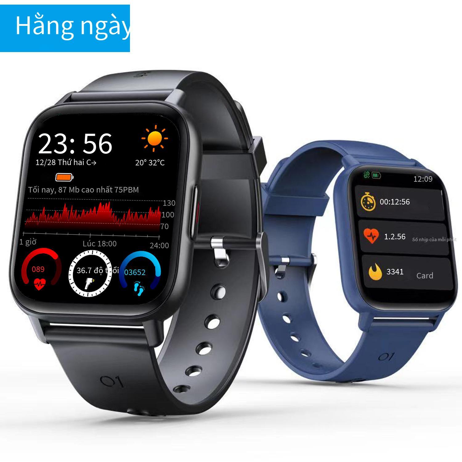 Phong Cách Mới Nhất QS16pro Vòng Tay Thông Minh Đo Nhiệt Độ Cơ Thể Nhịp Tim Oxy Trong Máu Màn Hình Lớn Đồng Hồ Amazon GloryFit Nhật Bản