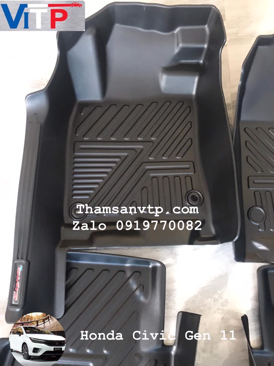 Thảm sàn ViTP Honda Civic Gen 11 Full Tràn Viền Bậc Cửa