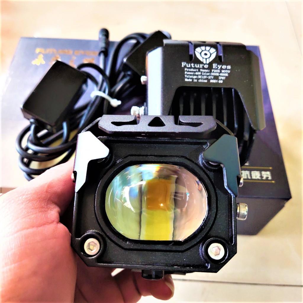 Đèn trợ sáng xe máy ô tô F20XP 2 màu siêu sáng công suất 60W hàng cao cấp chống nước