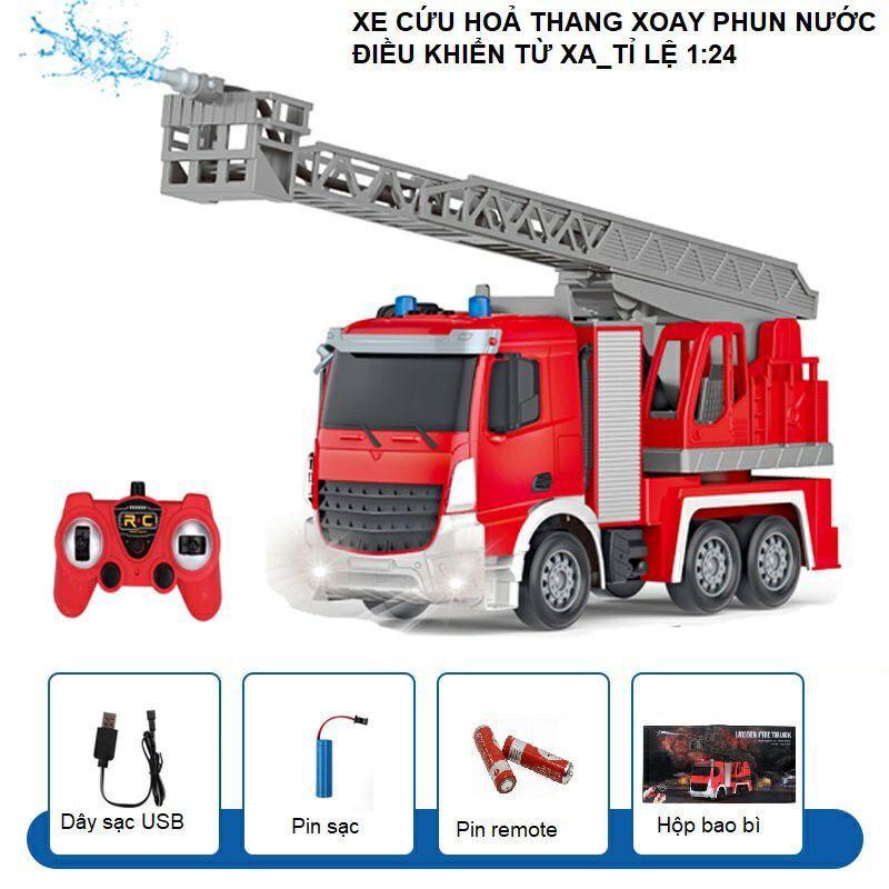 LADDER FIRE TRUCK XE CỨU HỎA SIZE ĐẠI ĐIỀU KHIỂN PHUN NƯỚC TỪ XA CÓ SẠC