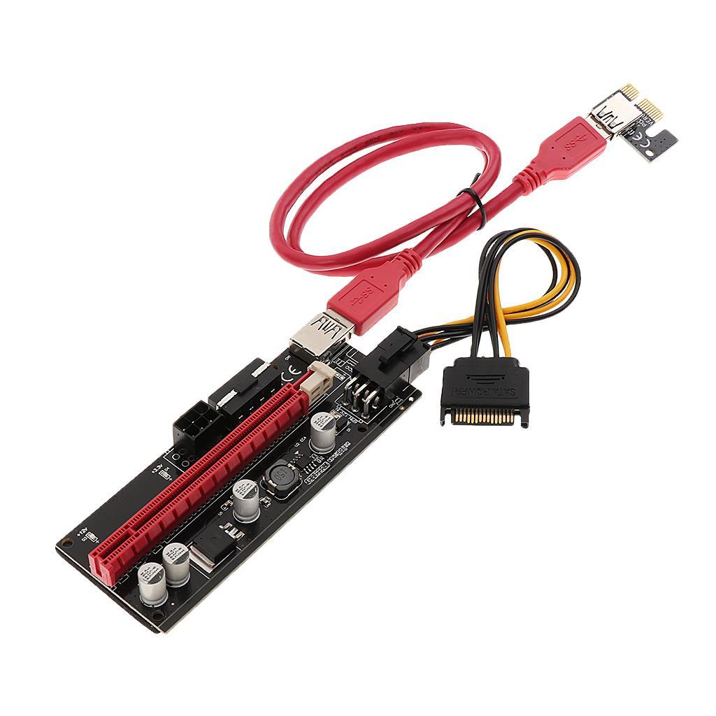 6Pack PCIE Riser 1X TO 16X Graphics Riser Mining Card+60cm USB 3.0 Extension Cable