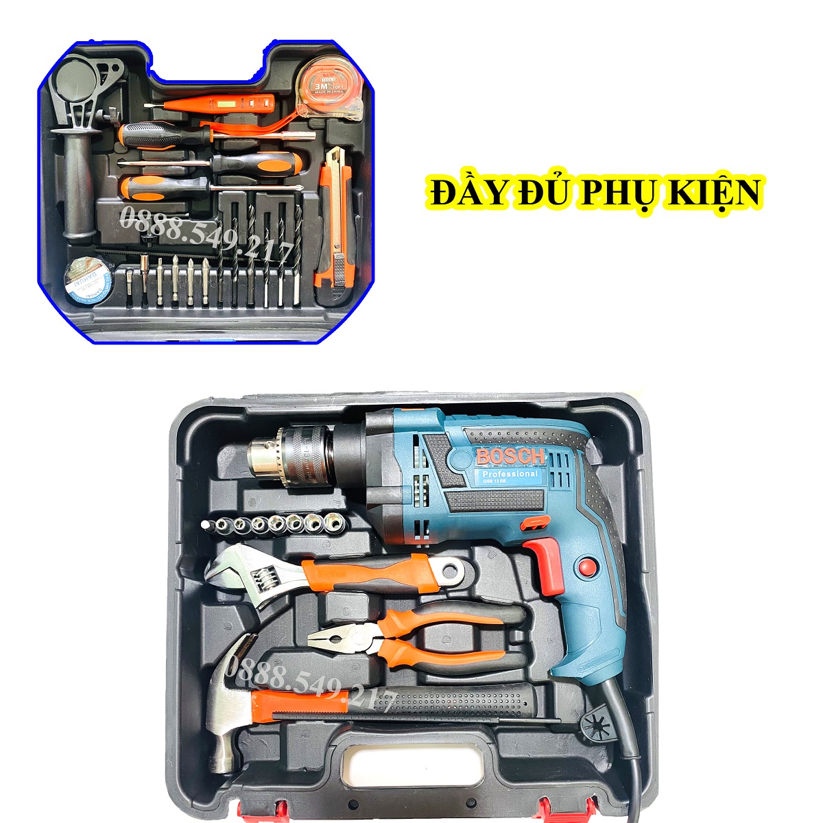 Máy Khoan Điện Bo.s.ch 13ly GSB 13RE, Chuyên Khoan Tường, Sắt, Gỗ, Bắt Vít, Bắn Tôn - Động Cơ Chuẩn Dây Đồng Siêu Khỏe