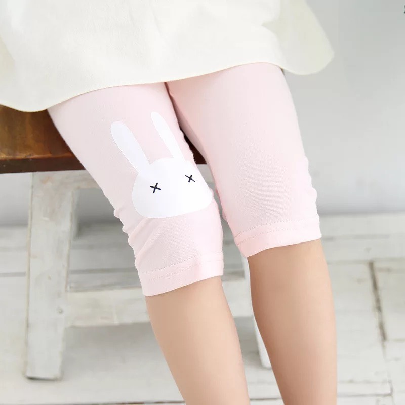 (Hàng đẹp video) Quần legging lửng quần thun lửng cotton quần ngố bé gái 2-8 tuổi chú thỏ chất siêu nhẹ mát