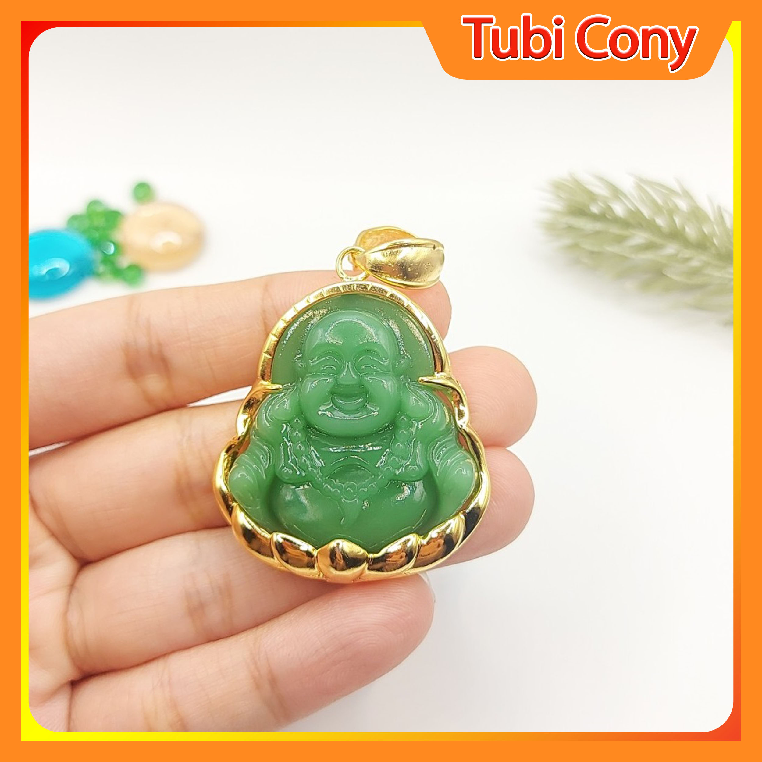 Mặt phật di lặc xanh cẩm thạch