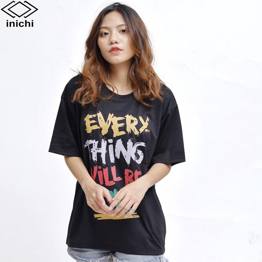 Áo thun tay lỡ form rộng INICHI A586 phong cách Unisex cho cả nam nữ hình in chữ OK