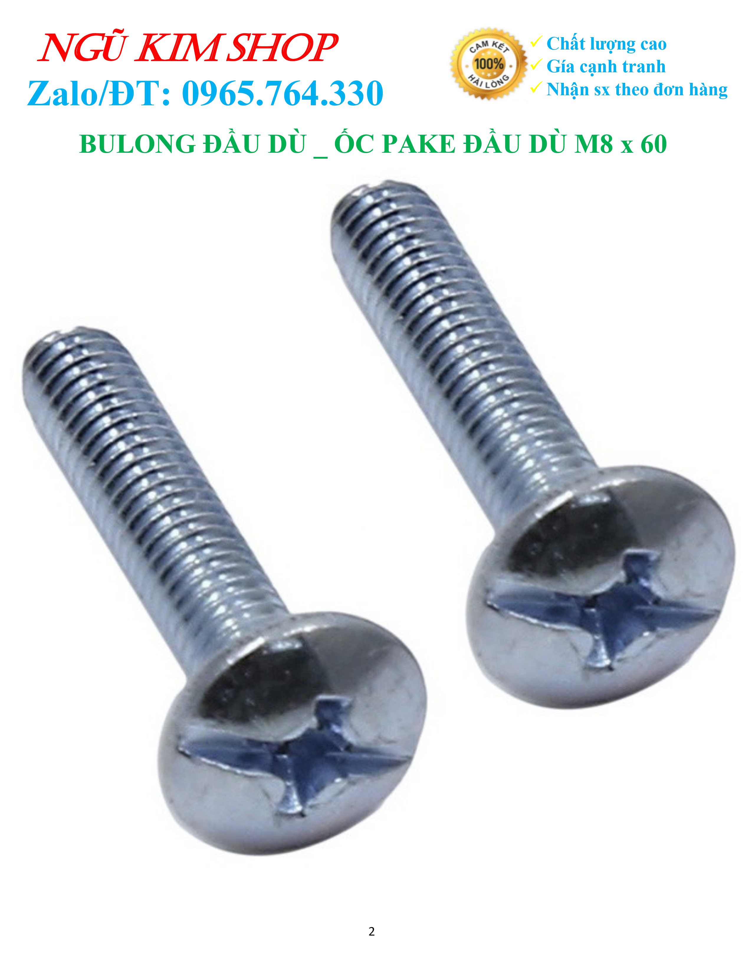 BULONG ĐẦU DÙ _ ỐC PAKE ĐẦU DÙ M8 x 60