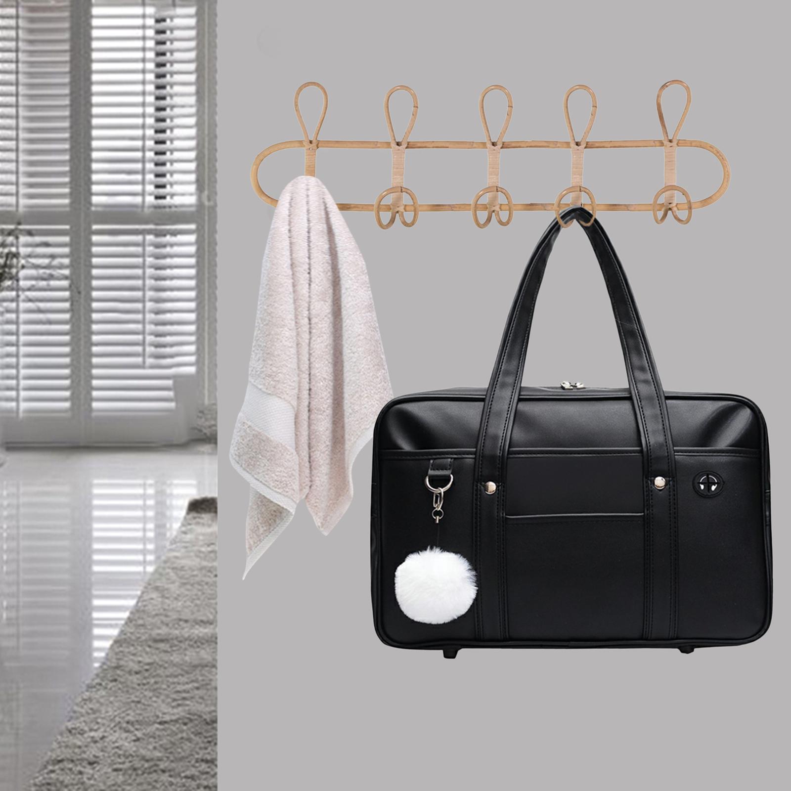 Rack Rattan Ornament Hanging Storage Organizer Hooks Holder Clothes Hooks Door Hanger for Living Room Porch Door Farmhouse Bedroom