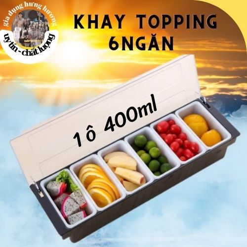 khay topping 6 ngăn nhựa đúc liền nguyên khối