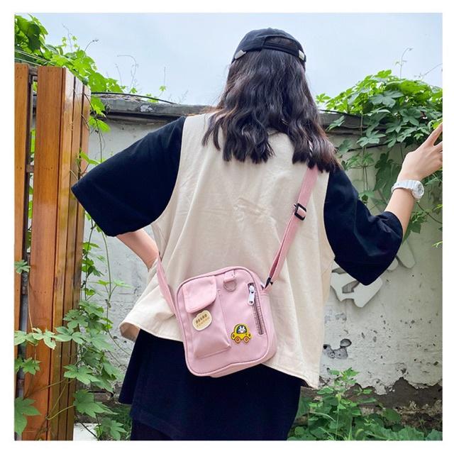 Túi Vải Canvas Đeo Chéo Phong Cách Hàn Quốc Dành Cho Nữ CHỐNG NƯỚC, ĐÁNG YÊU tặng kèm ICON TV008
