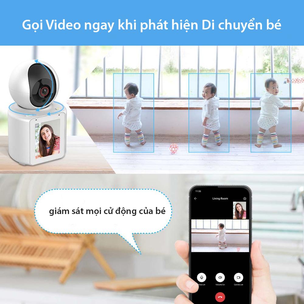 (Lỗi 1 đổi 1) Camera gọi Video 2 chiều Với màn hình IPS 2.8 inch, Phát hiện chuyển động, phát hiện tiếng khóc- Hàng chính hãng