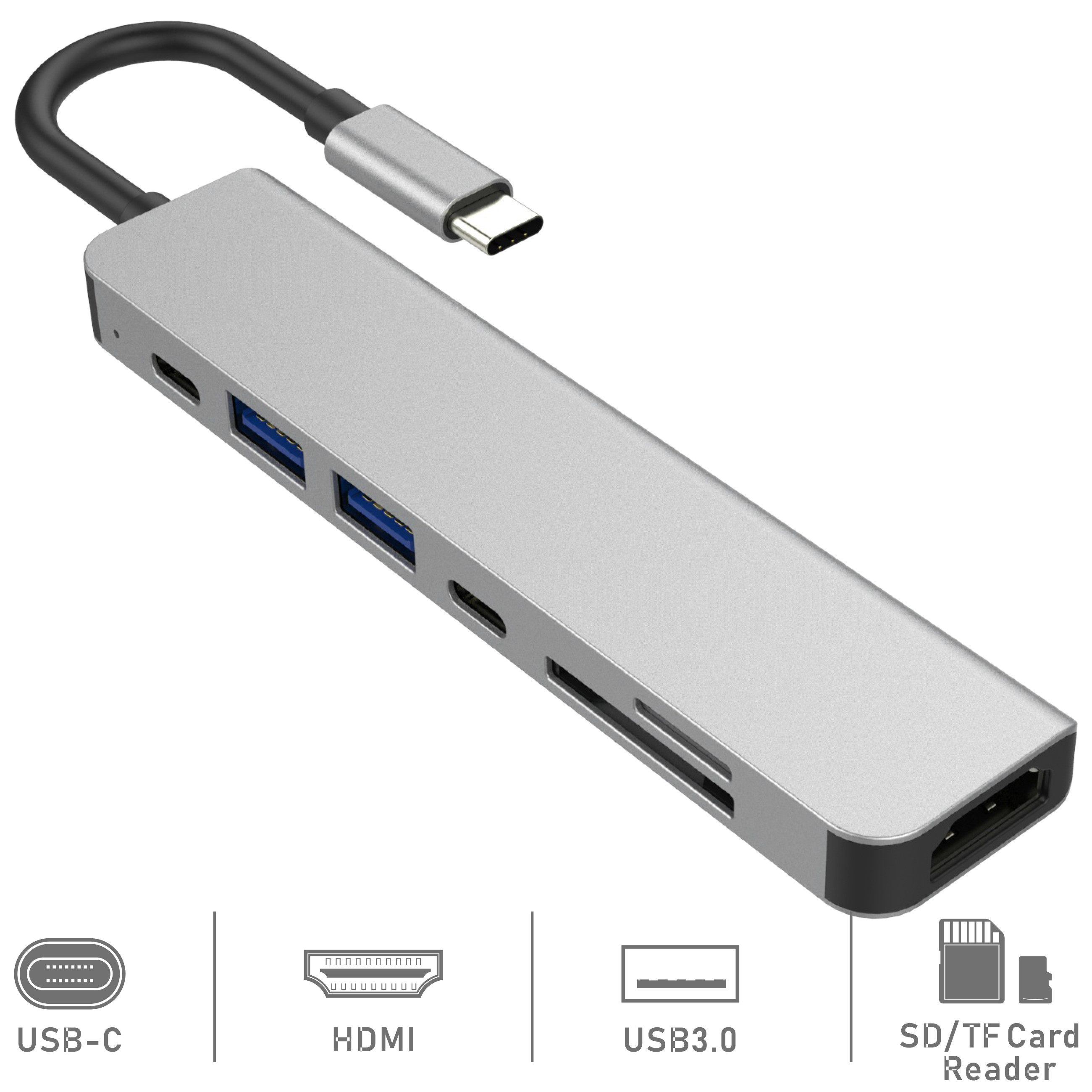 Cáp chuyển Thunderbolt 3 ra 7 cổng HDMI/ USB/ PD/ Thẻ nhớ TF, SD cho Macbook - TTH70558